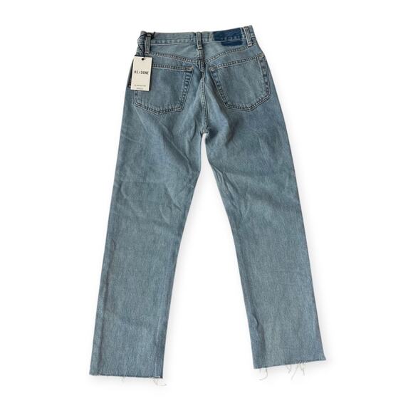 Re/Done Stove Pipe Crop Raw Hem Jeans Denim Light Wash Size 25 - Picture 2 of 6